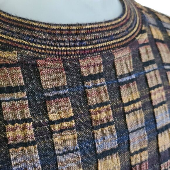 Jhane Barnes Vintage Wool Blend Coogi - Style Crewneck Flat Knit Sweater XL - Picture 2 of 14